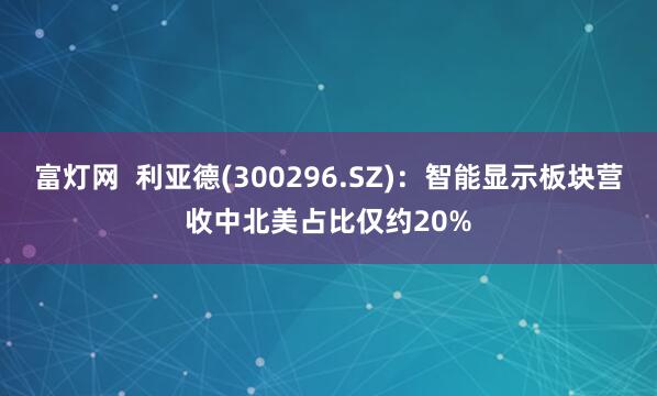 富灯网  利亚德(300296.SZ)：智能显示板块营收中北美占比仅约20%